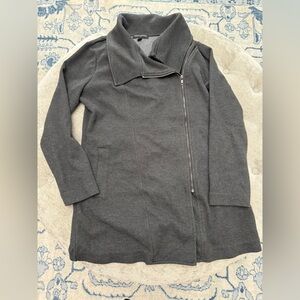 BANANA REPUBLIC Twill Moto Long Knit Jacket Silver Zipper Fall Winter Workwear M